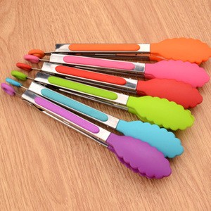 N1164 1pcs Stainless Steel Silicone Nylon Food Clip Tongs BBQ Clip Salad Bread Cooking Food Serving Tongs Kitchen Tools BBQ Clip