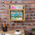 Natural Bamboo & Clear Acrylic Wall Mounted Document/Magazine Holder Rack