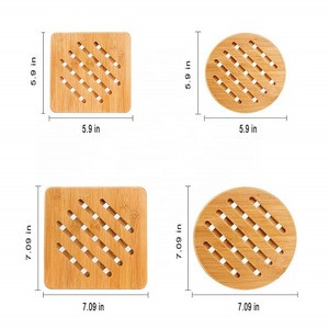 Natural Bamboo Trivet Mat Set Heat Resistant Pads for Hot Dishes/Pot/Bowl/Teapot/Hot Pot Holders