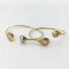 Natural Cuff Pearl Bracelet Bangle white 2 Stone Pearls Opened Gold jewel jewelry Adjustable style handmade Women Jewellery