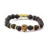 natural stone beads jewelry lava volcanic custom logo lion bracelet men