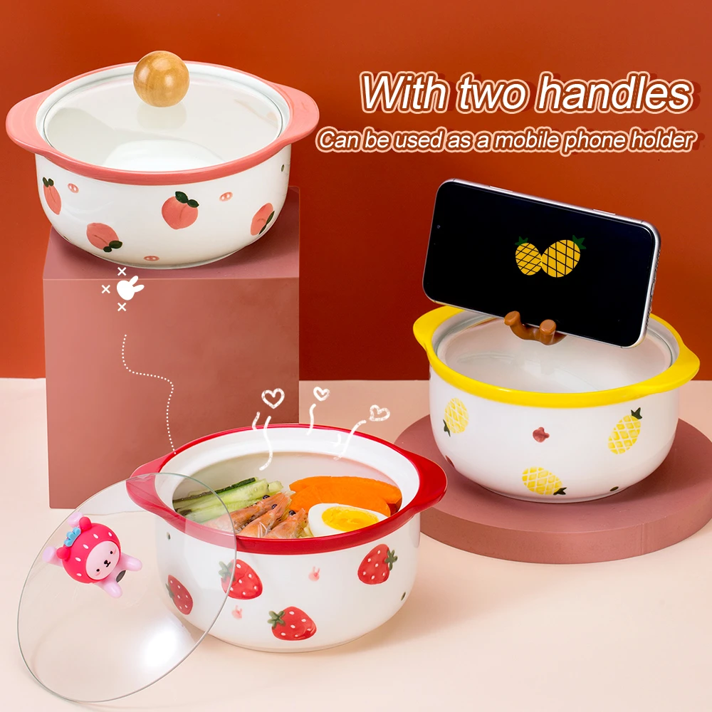 New Arrival Heat-Proof Ceramic Tableware Noodle Soup Bowl Porcelain Bowl With handle