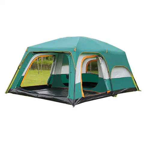 New Arrival Large Luxury Double Layer 2 Rooms 1 Living Room 6-10 Persons Family Camping Outdoor Waterproof Tent