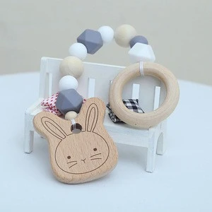 New design baby beaded decorative baby wooden silicone string beads toy  early education toys
