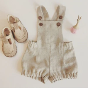 New Design Cute Linen Toddler Overalls Shorts For Infant Baby Boys Kids