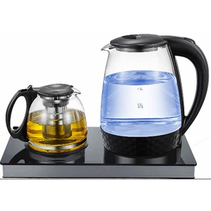 New Design Double Pot Cheap Price Glass Hot Water Stainless Steel China Tea Electric Kettle Sets With Electronic Base