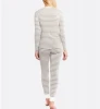 New fashion comfortable fit stripes women pajamas wholesale rib waistband PJ set