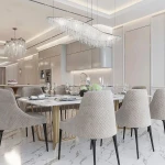 New household marble top stainless steel frame rectangular dining table