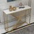 Import new style gold Stainless Steel mirrored tempered glass top Console Table marble top console table from China