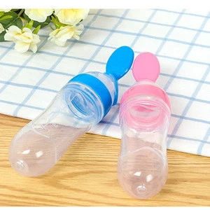 newborn toddler silica gel feeding bottle training feeder baby infant rice cereal spoon squeeze bottle