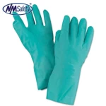 NMSAFETY EN374-2 Green Chemical Resistant Safety Work Nitrile Gloves, Acid Alkali Oil Proof Hand Rubber Gloves