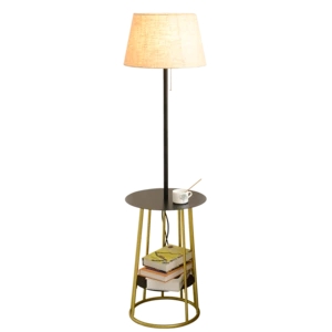 Nordic style living room floor lamp creative type solid wood multifunction cloth art bedroom lamp shade tea table lamp