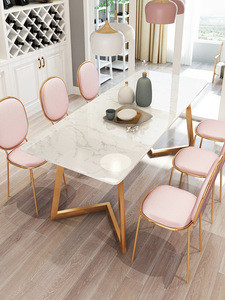 Buy Nordic Style White Marble Dining Table Set Luxury Dining Chairs ...