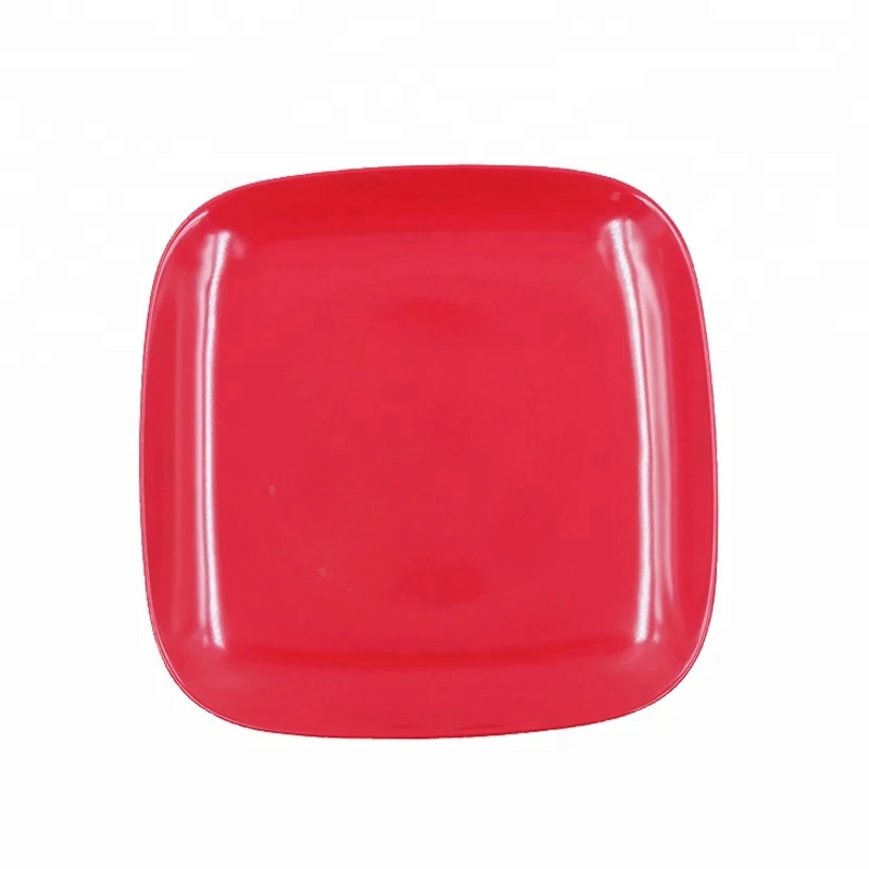 OEM colored square plates melamine cheap square plastic plates red square plate