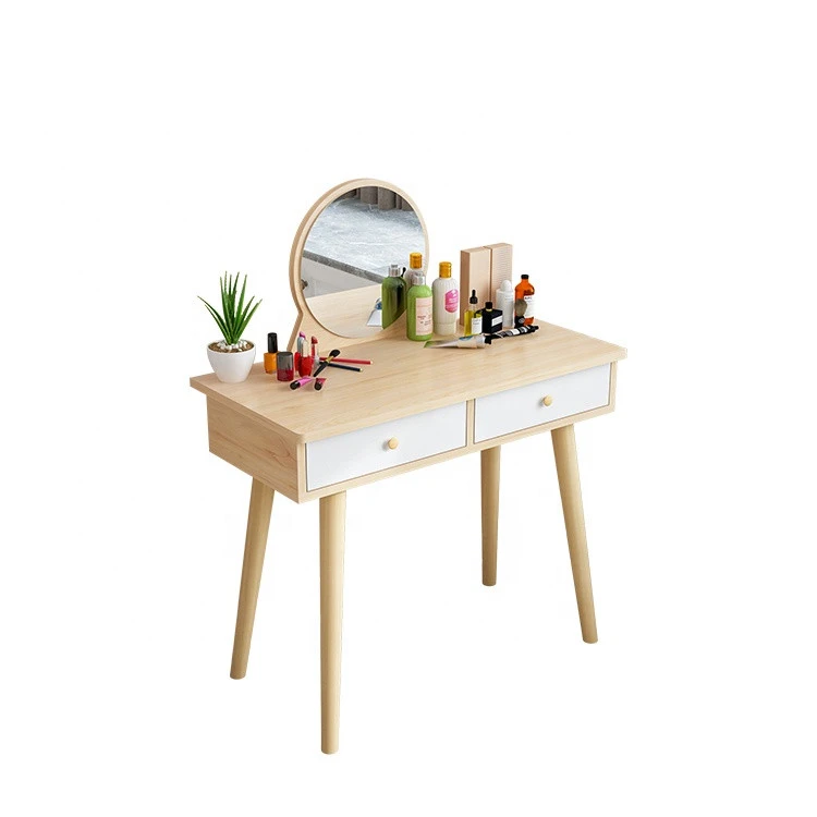 OEM wooden dressing table designs modern makeup vanity table with mirror and stool