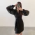 Import ONEINALL V Neck Puff Long Sleeve Bandage Casual Pencil Dresses Female 2021 Fashion from China