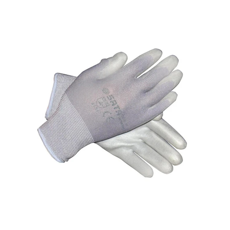 Personal Protective Equipment High quality customized logo cheap PU dipped nylon shell work safety gloves