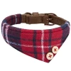 Pet productsbest selling soft unique dog collar bowtie bandana dog collar with fashion latticed design