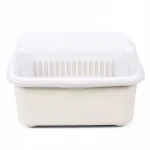 Plastic Kitchen Dryer Roll Up Drainer Bowl Rectangular Dish Rack with Cover
