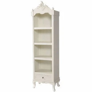 Popular home furniture wooden 4 tier shelf rack white vintage bookcase design