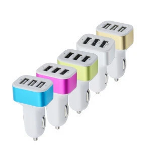 Portable 3-Port USB Car Charger Random Color Dropshipping 12V/24V  1A Quick Charging Triple Ports Auto Charger Adapter
