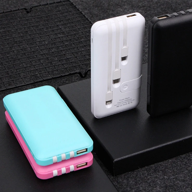Portable Three Charging Cable 10000mah 20000mah Power Banks High Quality Fast Charge