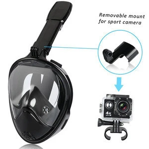 practical Swimming 180 degree adult full face snorkel mask diving scuba free breathing masks with removable gopro mount