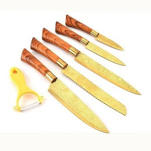 Premium Quality Stainless Steel 2cr13 Blade 6pcs Kitchen Cooking Knife Set With Color Gift Box