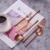 Premium quality stainless steel small waist cutlery set rose gold plating flatware set