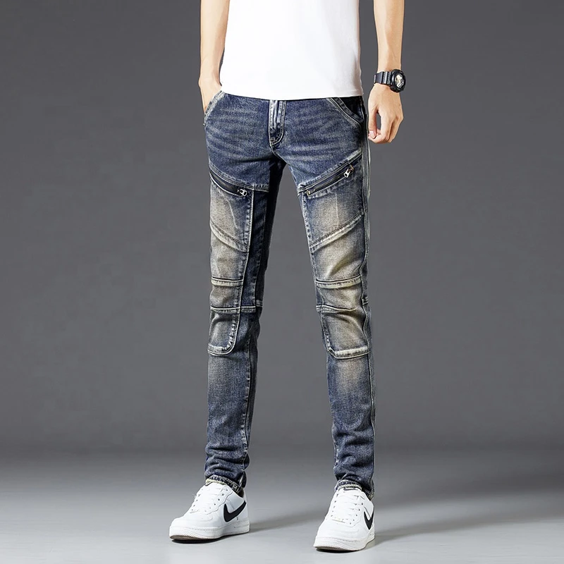 printed denim jeans manufacturers wholesale men stretch destroyed jeans
