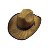 Promotional Customer&#39;s logo brands hollow straw wide brim Cowboy straw hats lifeguard hat for men