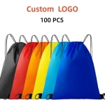 Promotional Customized Shopping Bag Polyester Fabric drawstring sport bag  backpack travel waterproof drawstring bag with logo