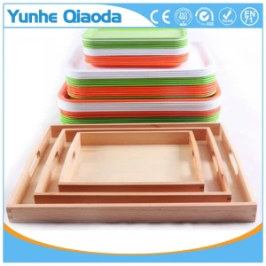 Promotional kindergarten Montessori teaching aids wooden serving tray