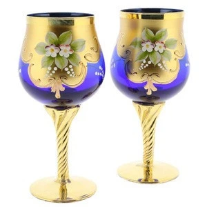Promotional Multi Color Murano Glass Wine Glasses Goblets Moroccan Wine Drinking Glasses set
