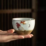 Ready for Shipping 140ml Ceramic Kung Fu Tea Cups Set Da Ji Da Li China Rooster Master Teacup Porcelain Pottery Gongfu Tea Cup
