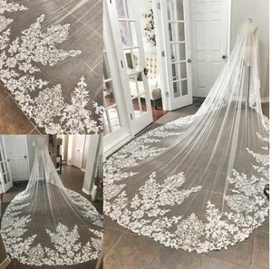 Ready to Ship Chapel Length Lace Luxury Wedding Bridal Veil Wedding