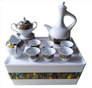 Ready to ship popular ethiopian coffee set with rekebot saba arts for ceremony