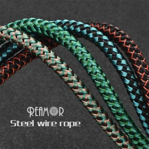 REAMOR DIY Jewelry Findings Colorful Green Red Blue 316l Stainless Steel Wire Braided Rope 6mm Leather Cord for Bracelets Bangle
