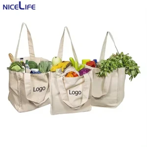 Recycle Organic 100% Plain Cotton Shopping Bag Reusable Cotton Canvas Tote Bags With Custom Printed Logo