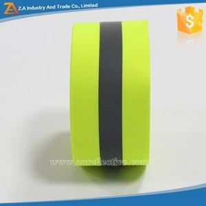 reflective tape for firefighter fluorescent yellow &amp; grey stripe tape used on high reflective safety vest fabric