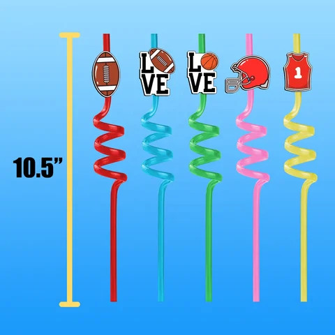 Buy Reusable Spiral Shaped Colorful Straw Rugby Accessories Removable ...