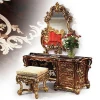 Rococo Mahogany 24 K Gold Carved Solid Wood Dressing Table/ Louis XV Baroque Style Luxurious Dresser