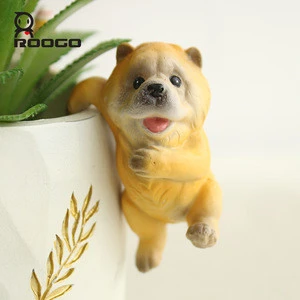 Roogo resin animal pet bulldog statues for flower pot