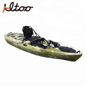Rotomolded plastic fishing kayak with pedals