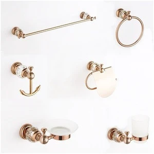 round toilet bathroom accessories , hotel shower bathroom accessories set, bathroom sets rose gold and crystal