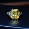 S925 sterling silver shiny square diamond rectangular female ring simulation diamond ring wedding ring