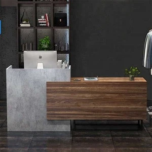 Salon reception desk table front counter stainless steel feet marble reception desk