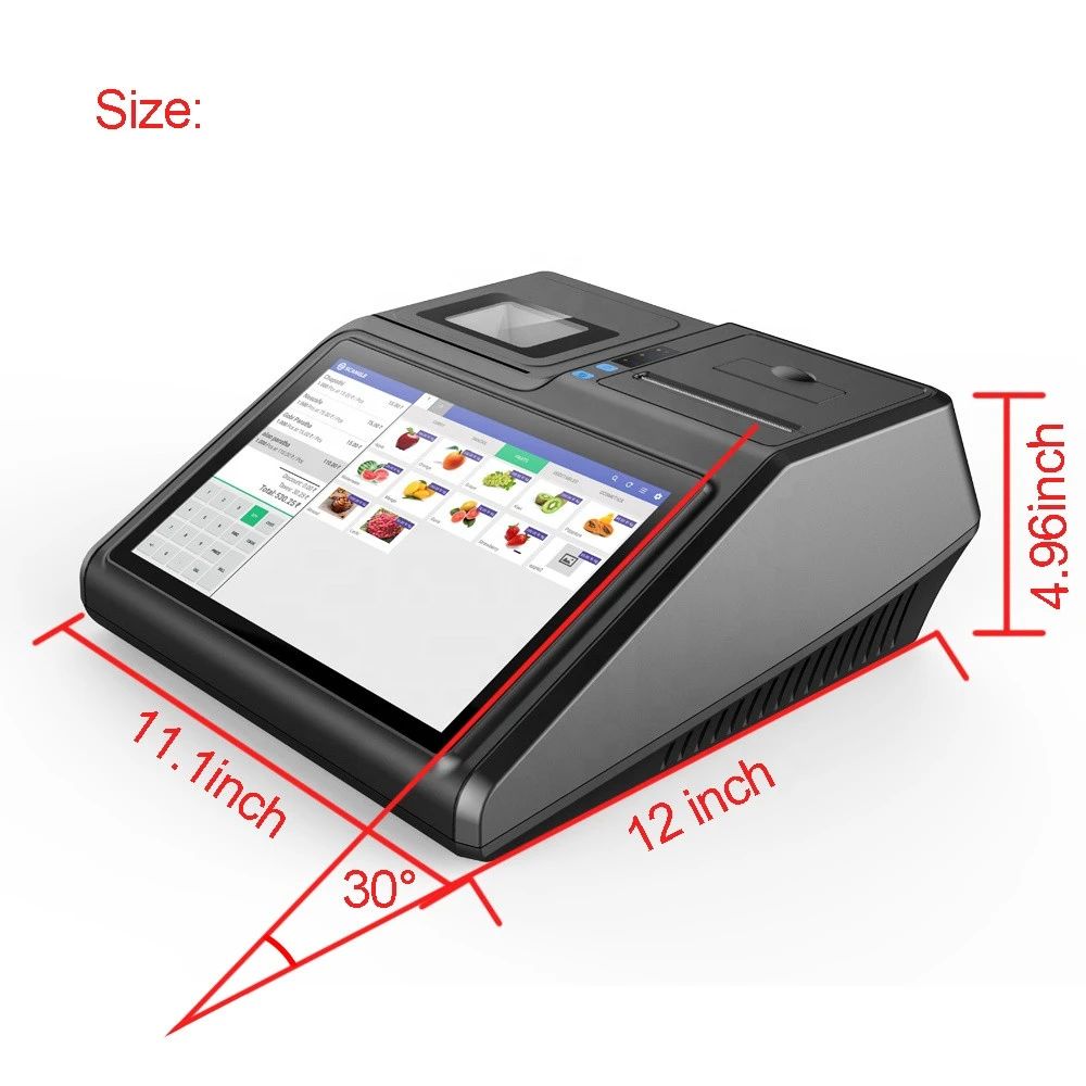 Scangle 10.1 inch POS machine with 80mm receipt printer 2D Barcode scanner for Stores POS system