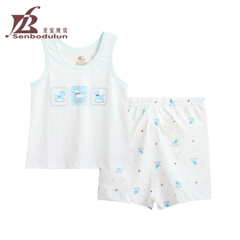 Senbodulun 0-36Months High Quality 100% Cotton Unisex Vest Baby Clothing Set For Summer