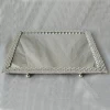 Silver Plating Mirror Tray with Acrylic Studded Elegant Square Shape(P06464c)